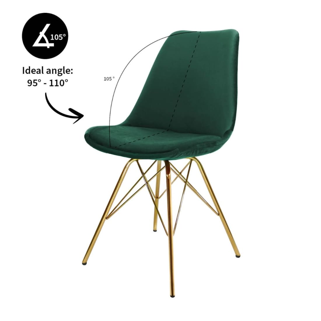 Kick Kuipstoel Velvet Goud Frame - Donkergroen - Velvet