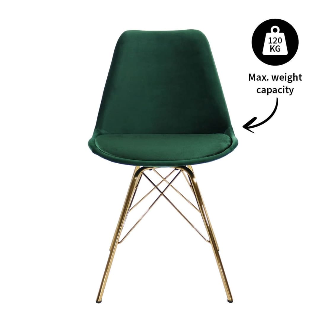 Kick Kuipstoel Velvet Goud Frame - Donkergroen - Velvet