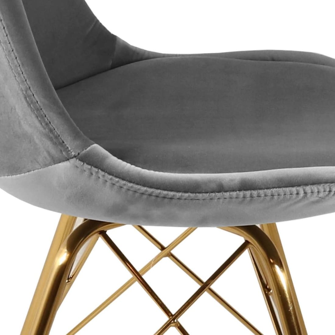 Kick Kuipstoel Velvet Goud Frame - Grijs - Velvet