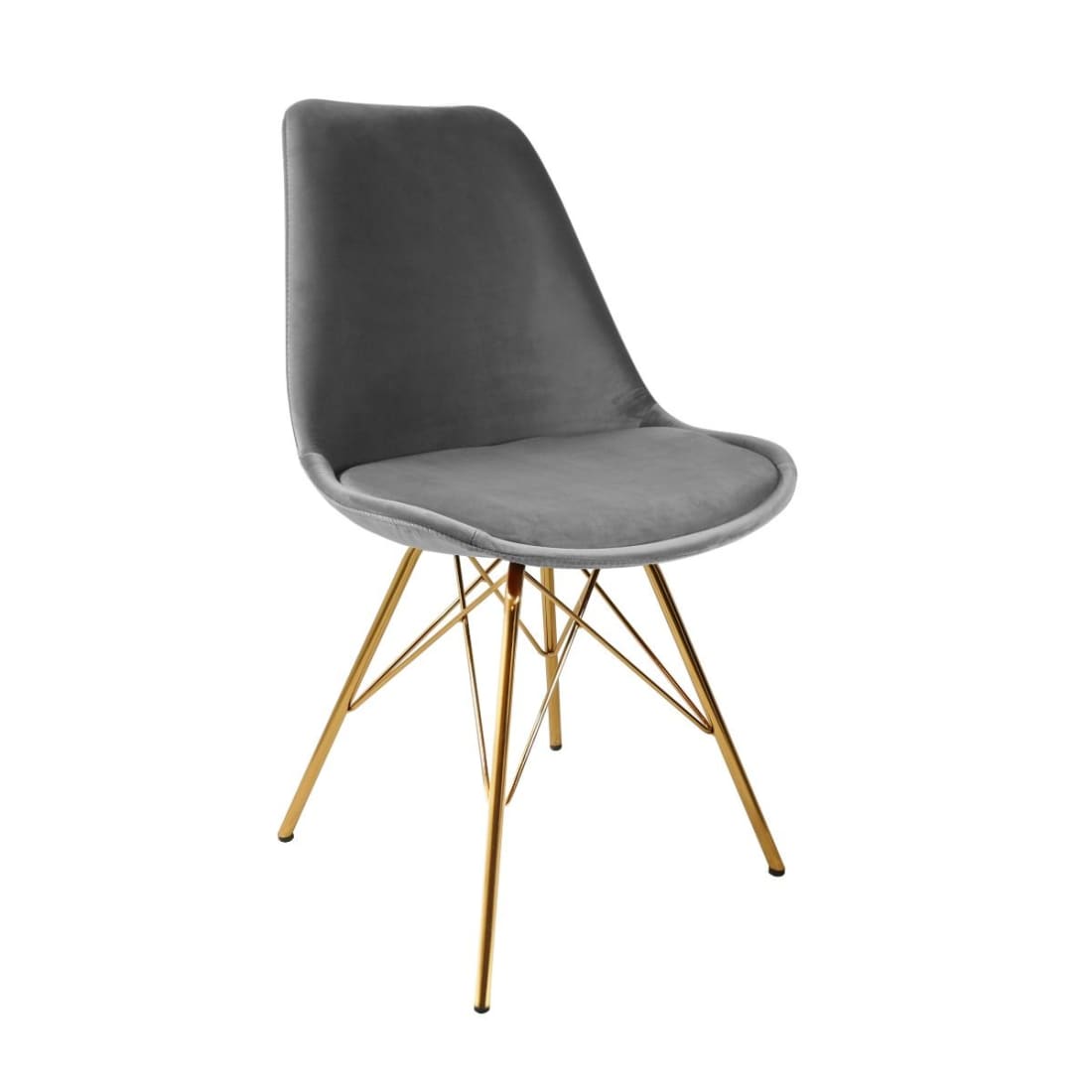 Kick Kuipstoel Velvet Goud Frame - Grijs - Velvet