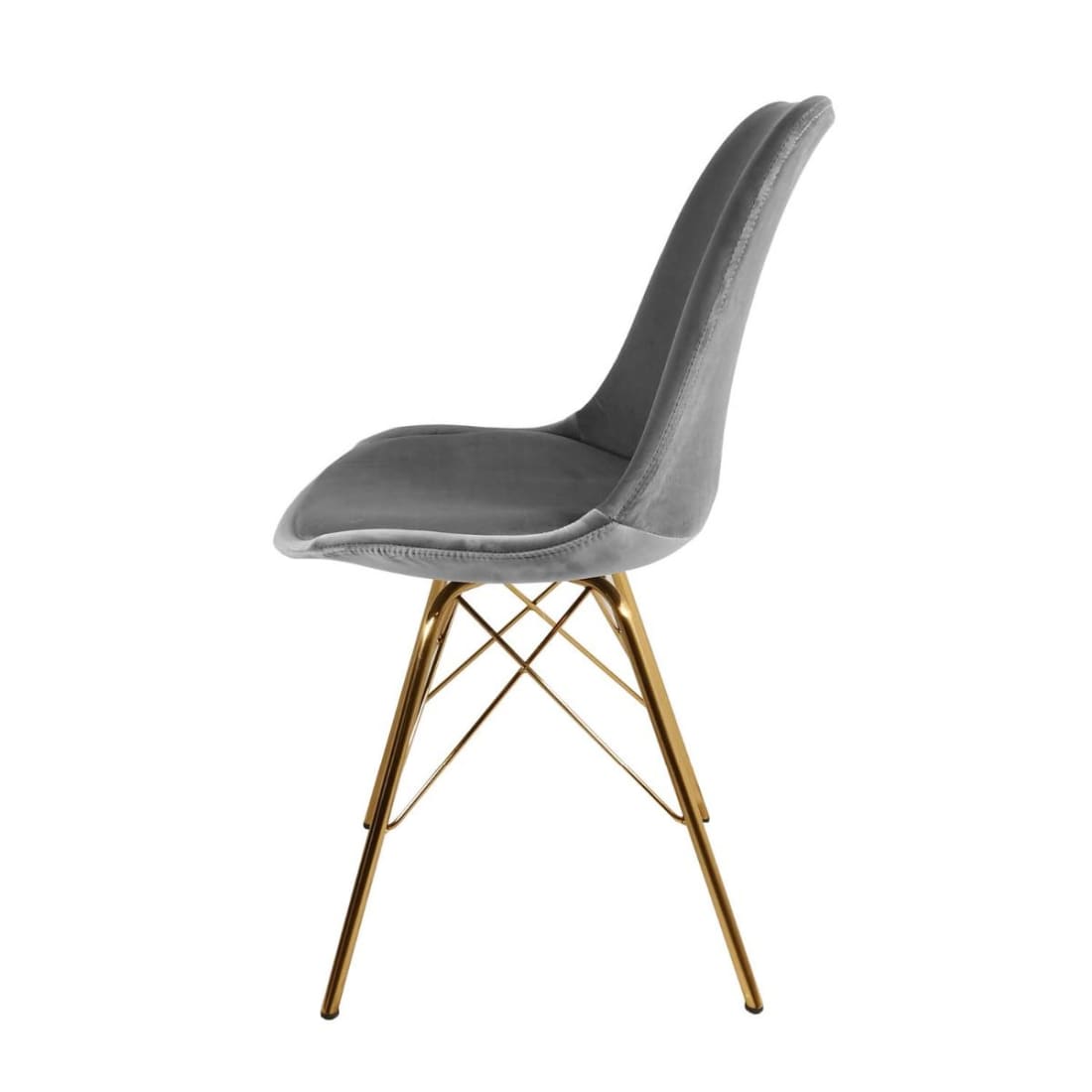 Kick Kuipstoel Velvet Goud Frame - Grijs - Velvet