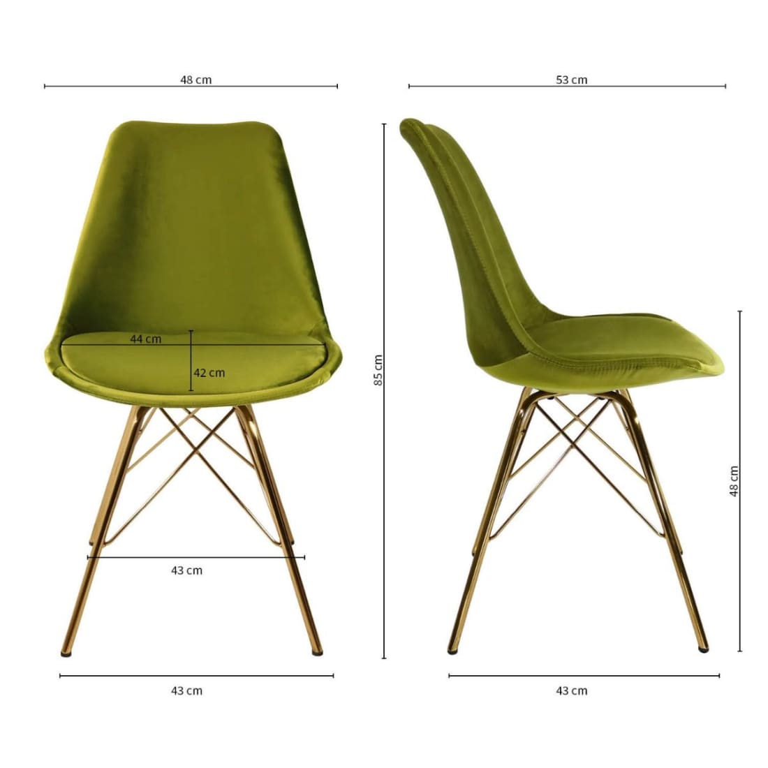 Kick Kuipstoel Velvet Goud Frame - Groen - Velvet