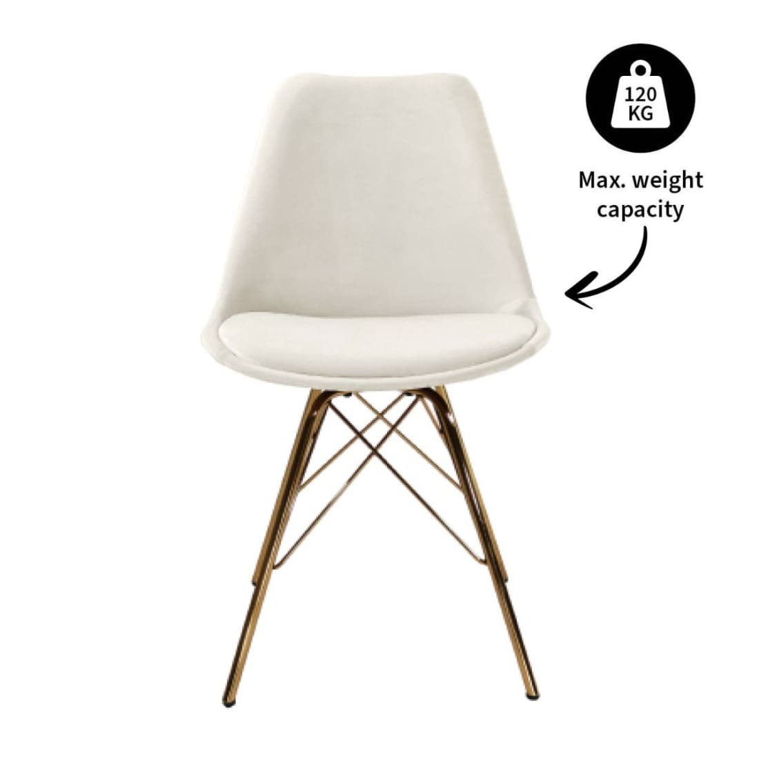Kick Kuipstoel Velvet Goud Frame - Ivoor - Velvet