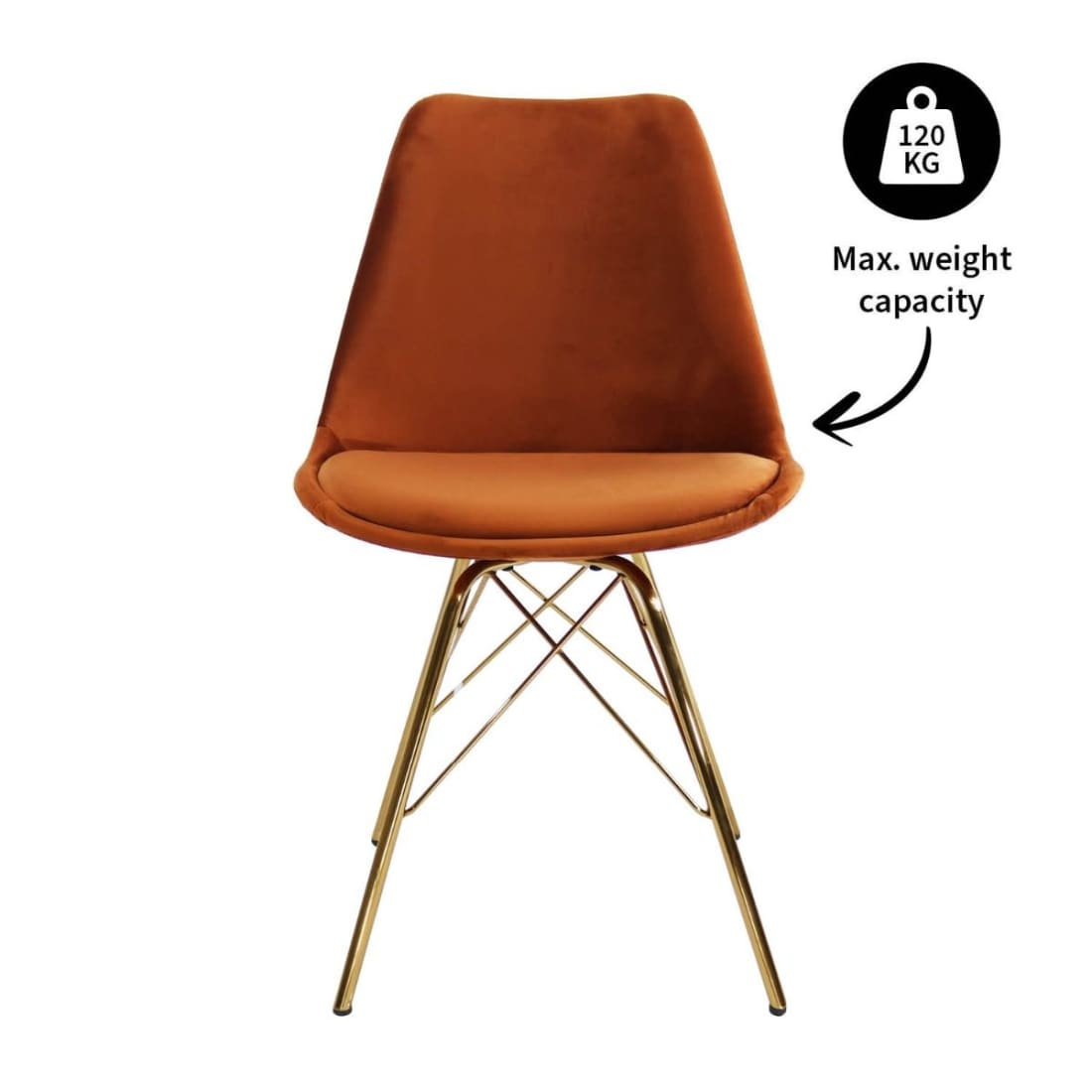 Kick Kuipstoel Velvet Goud Frame - Oranje - Velvet