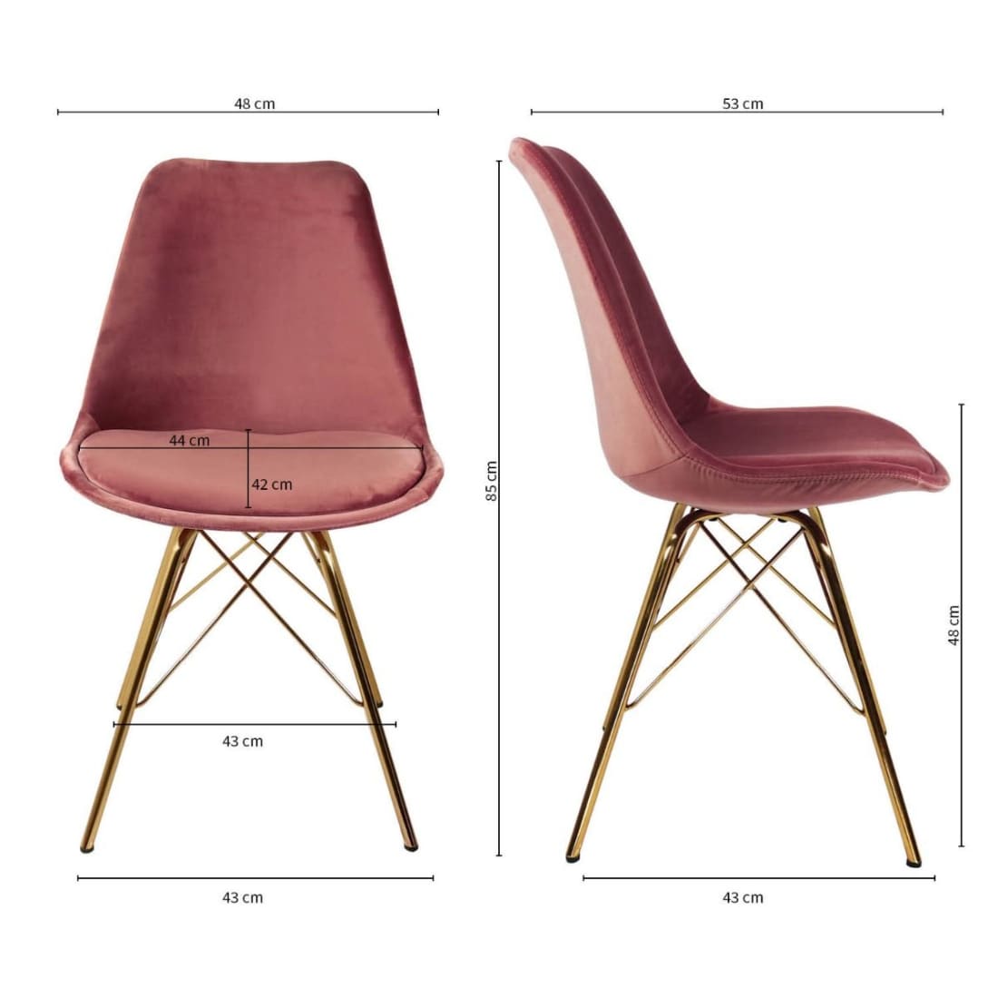 Kick Kuipstoel Velvet Goud Frame - Roze - Velvet