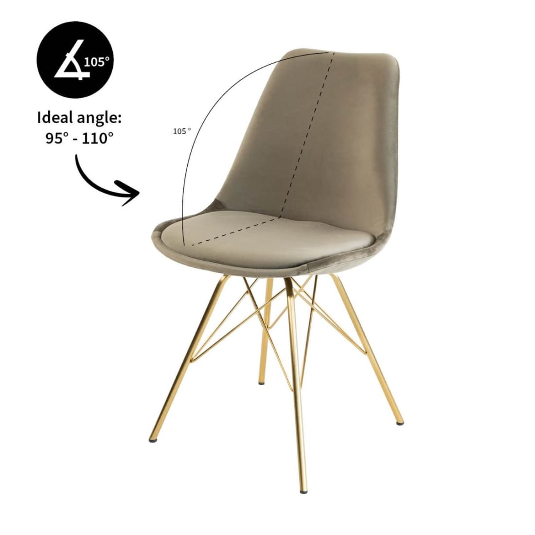 Kick Kuipstoel Velvet Goud Frame - Taupe - Velvet
