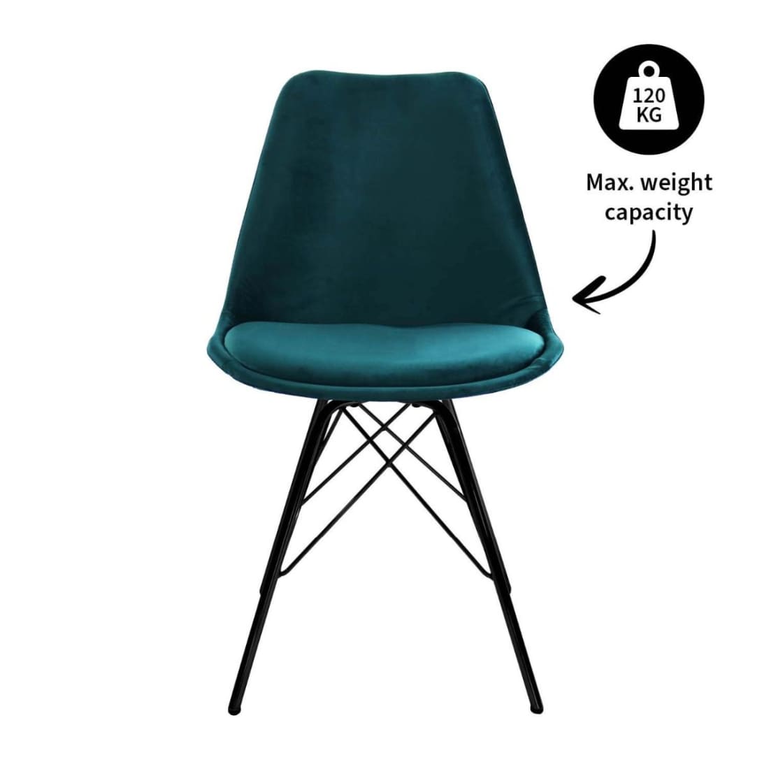 Kick Kuipstoel Velvet Zwart Frame - Blauw - Velvet
