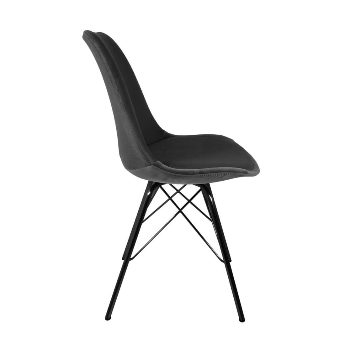 Kick Kuipstoel Velvet Zwart Frame - Donkergrijs - Velvet