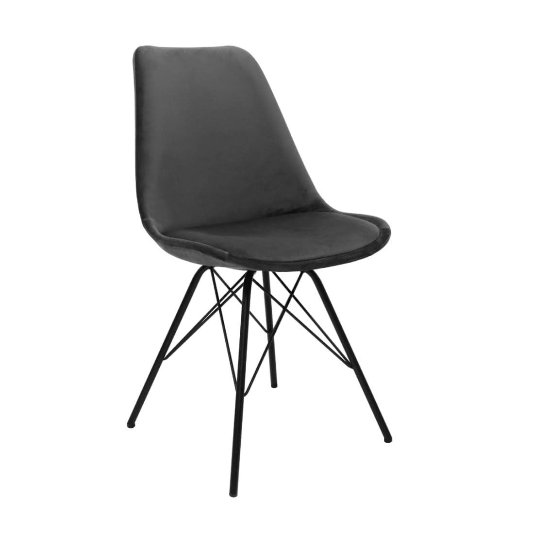 Kick Kuipstoel Velvet Zwart Frame - Donkergrijs - Velvet