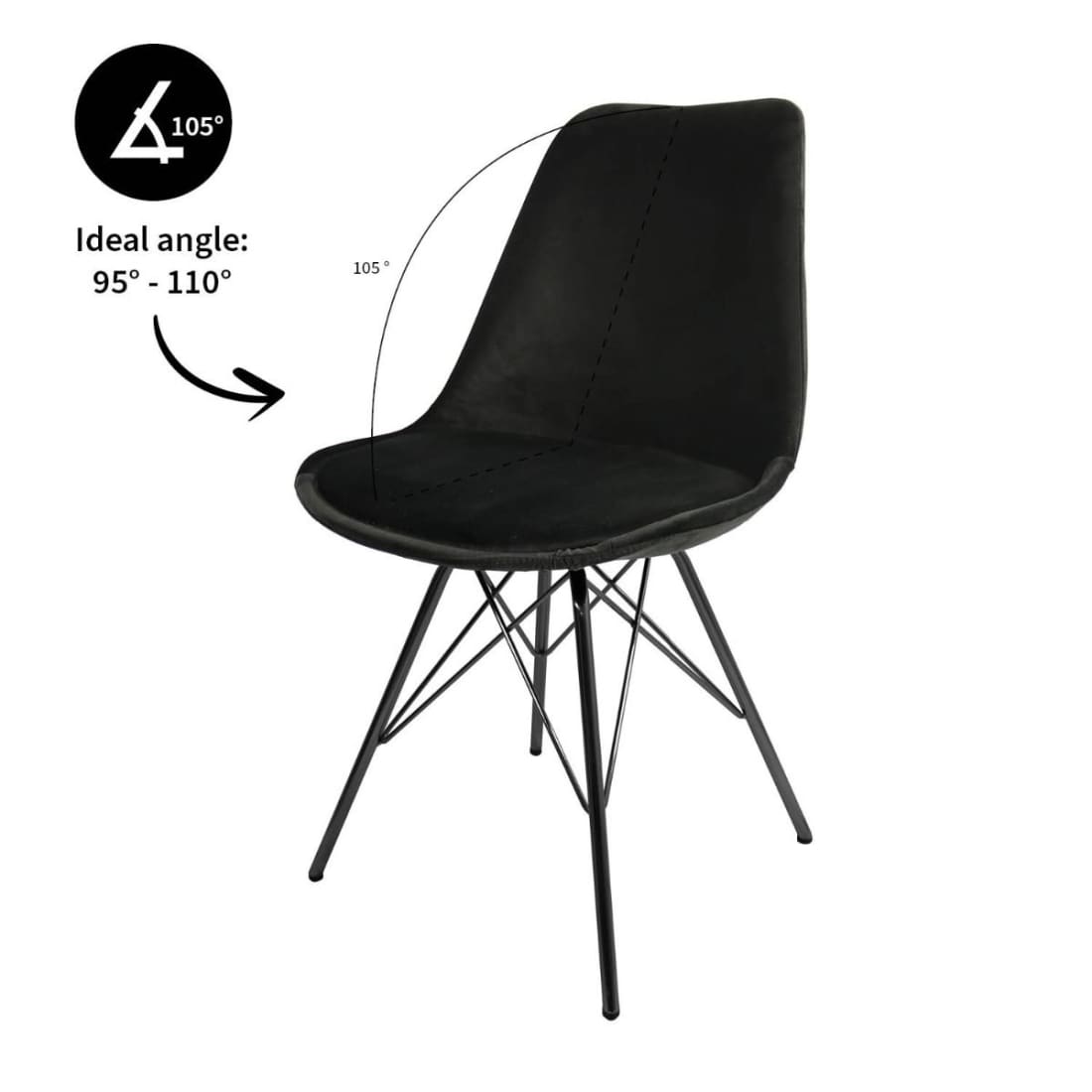 Kick Kuipstoel Velvet Zwart Frame - Zwart - Velvet