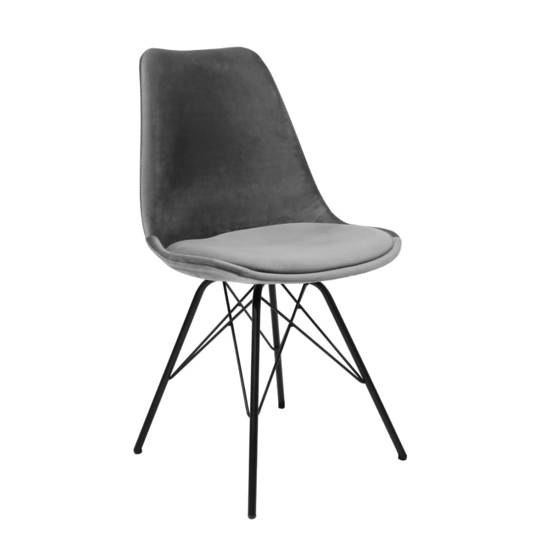 Kick Kuipstoel Velvet Zwart Frame - Grijs - Velvet