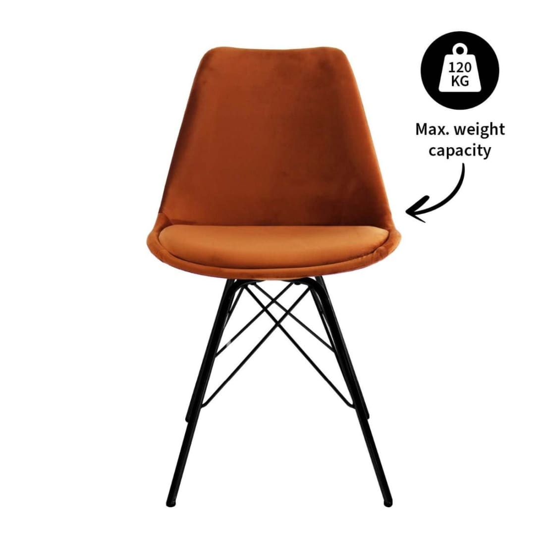 Kick Kuipstoel Velvet Zwart Frame - Oranje - Velvet