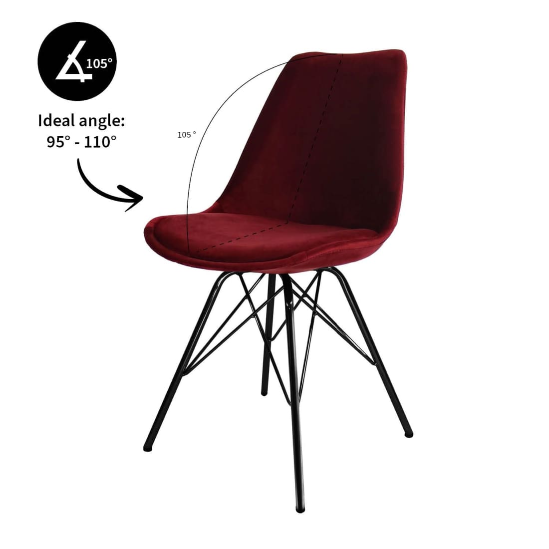 Kick Kuipstoel Velvet Zwart Frame - Rood - Velvet