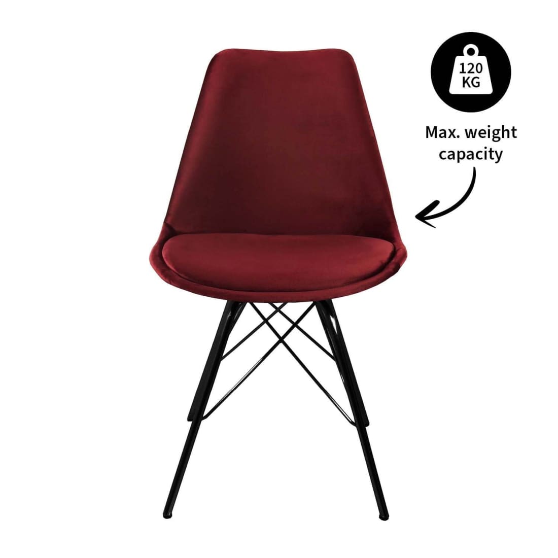 Kick Kuipstoel Velvet Zwart Frame - Rood - Velvet