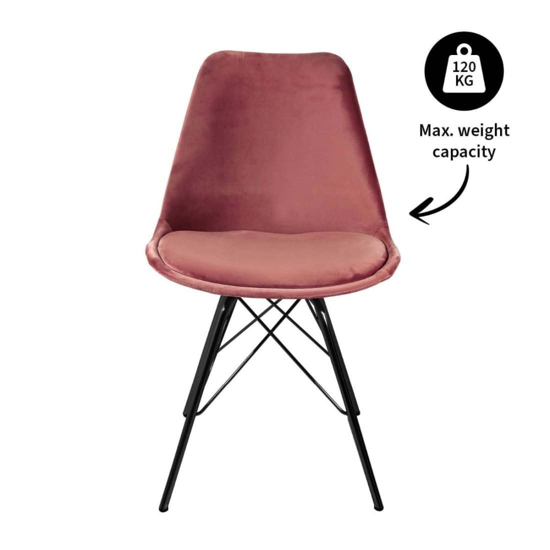 Kick Kuipstoel Velvet Zwart Frame - Roze - Velvet