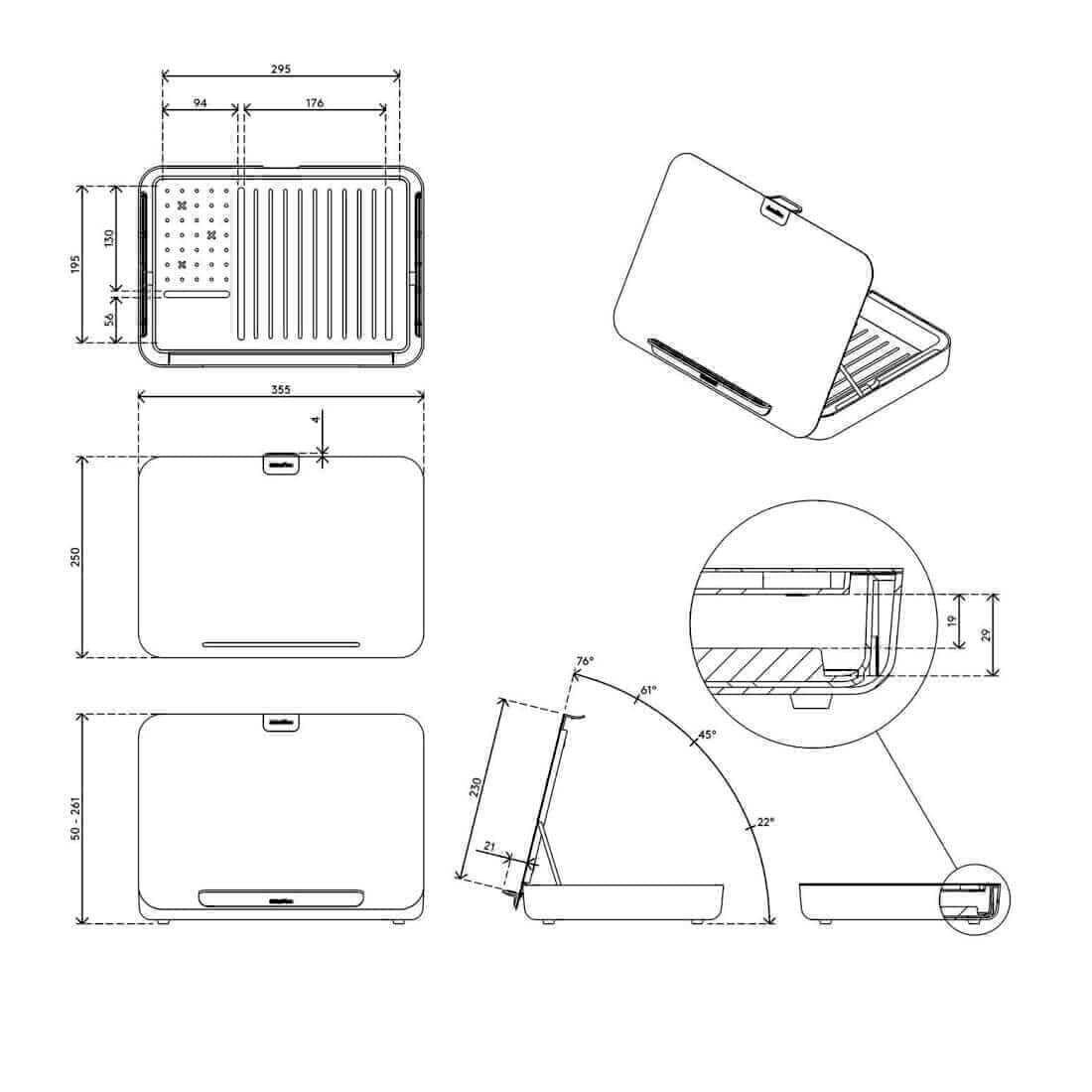 Notebooksteun Ergonomische Toolbox Wit Dataflex Bento Laptopstandaard Woonliving 