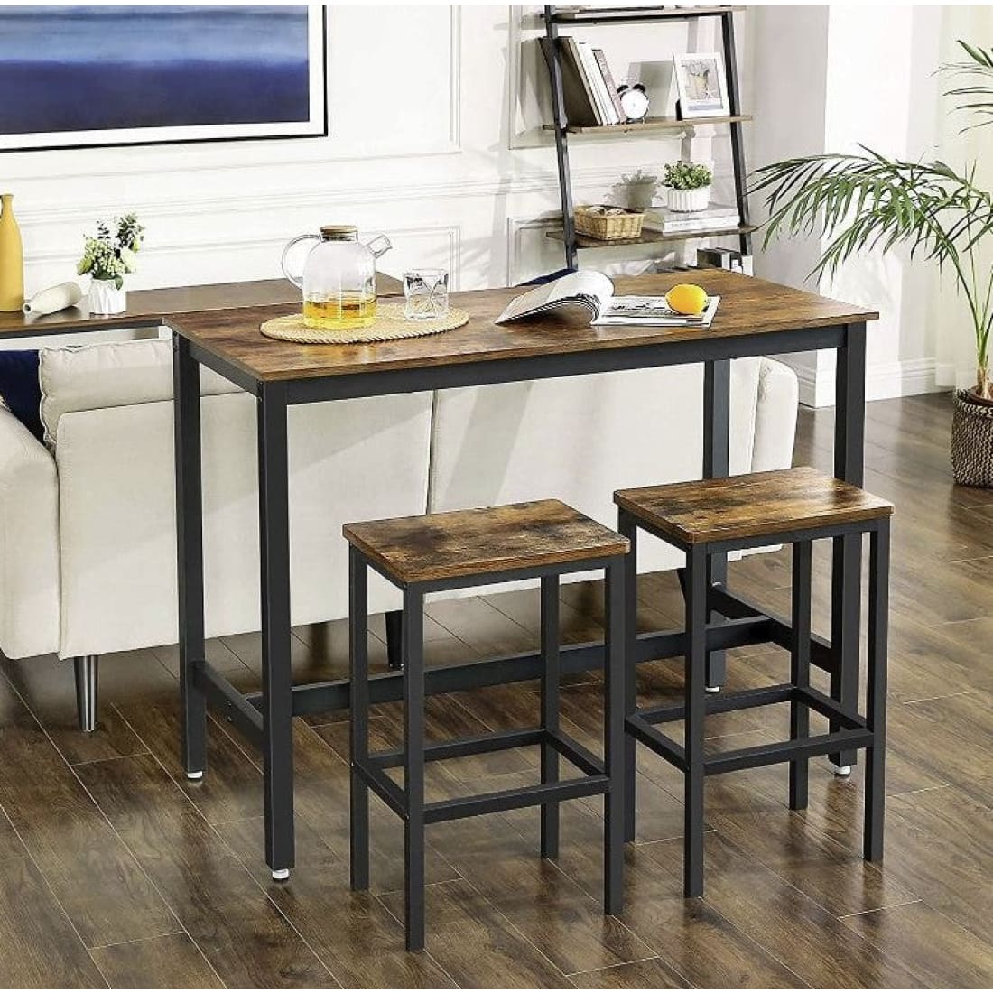 Mazazu - Bartafel met barstoelen - Barkrukken set van 2 -