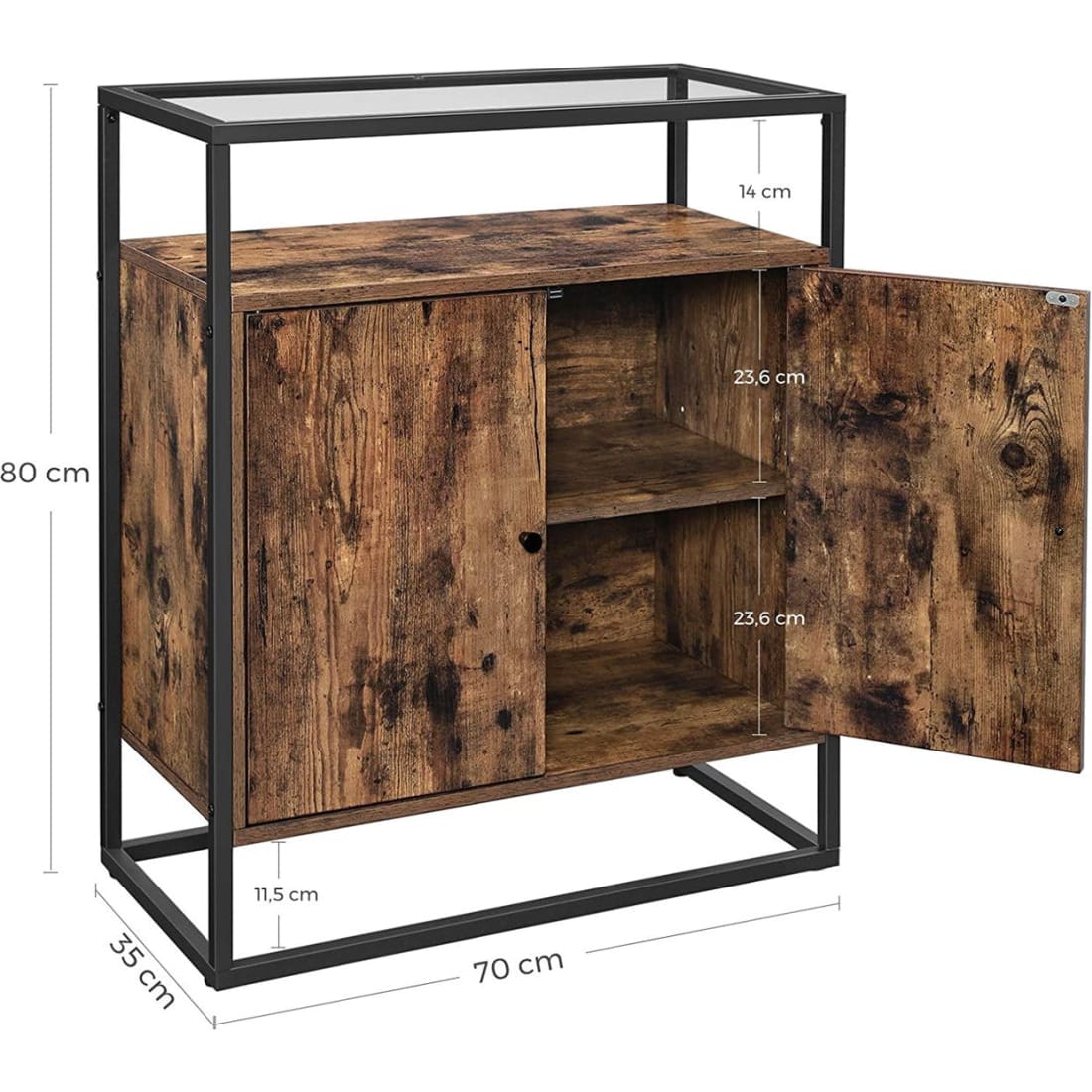 Mazuza - Dressoir kast - Opbergkast met deuren - Bruin -