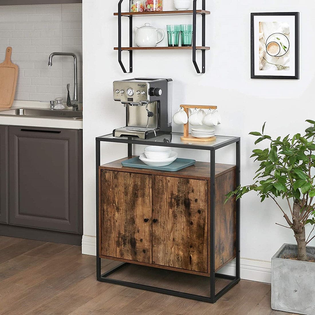 Mazuza - Dressoir kast - Opbergkast met deuren - Bruin -