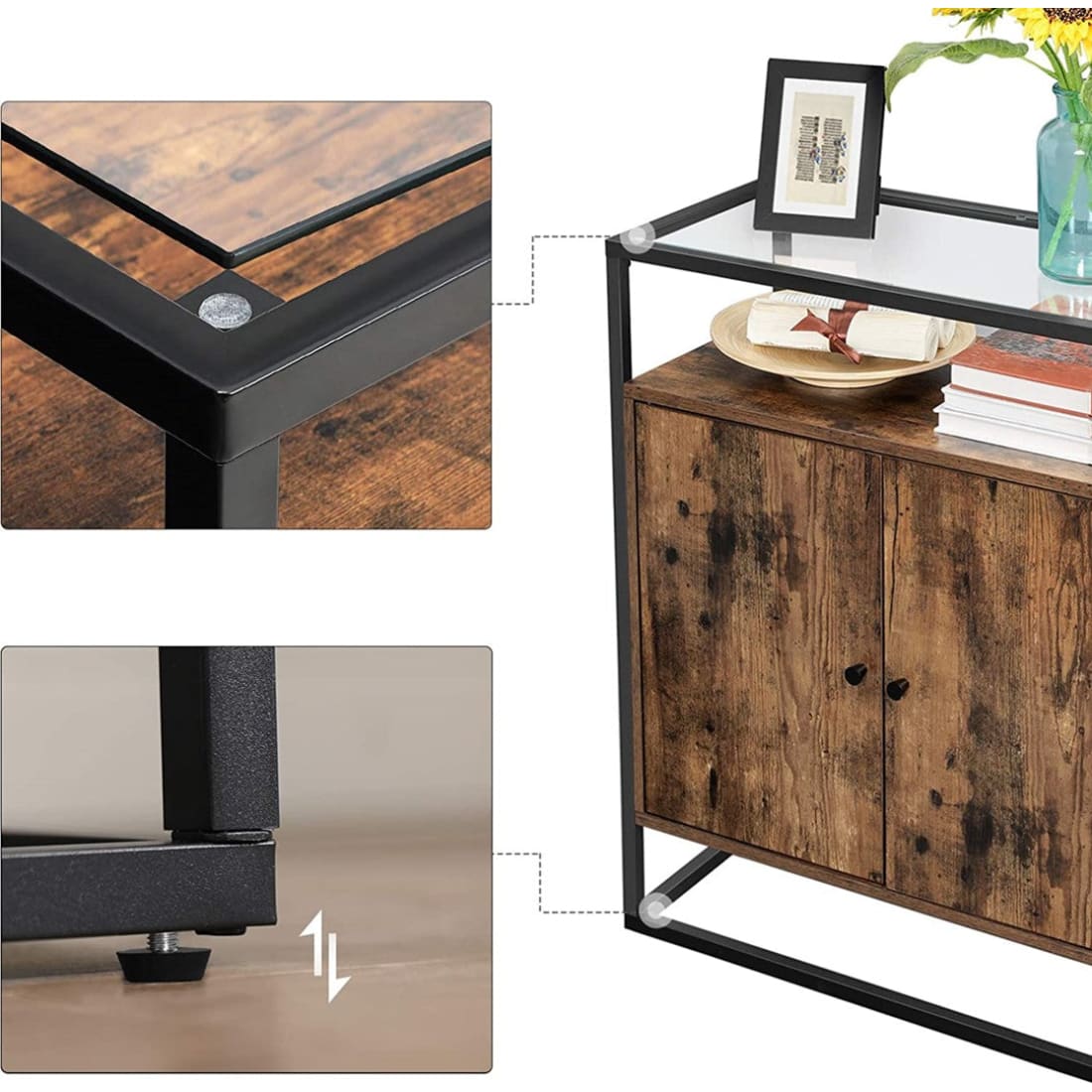 Mazuza - Dressoir kast - Opbergkast met deuren - Bruin -