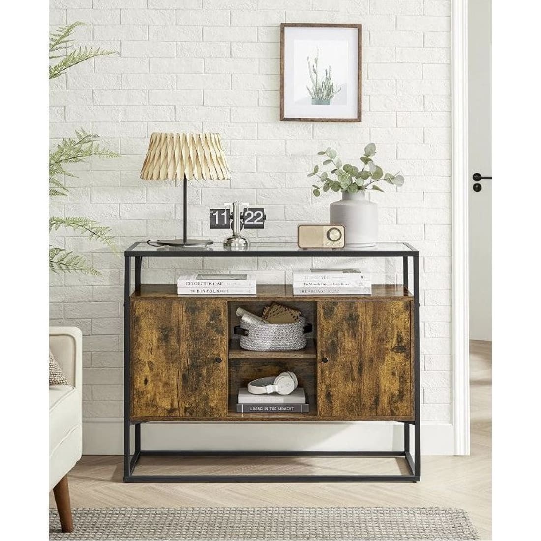 Mazuza Home - Dressoir - Met glazen oppervlak - Industieel -