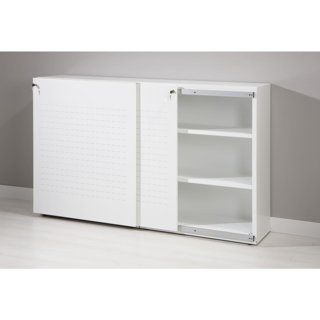 Schuifdeurkast Akoestisch Zuidas 122x200x48cm - Wit met 