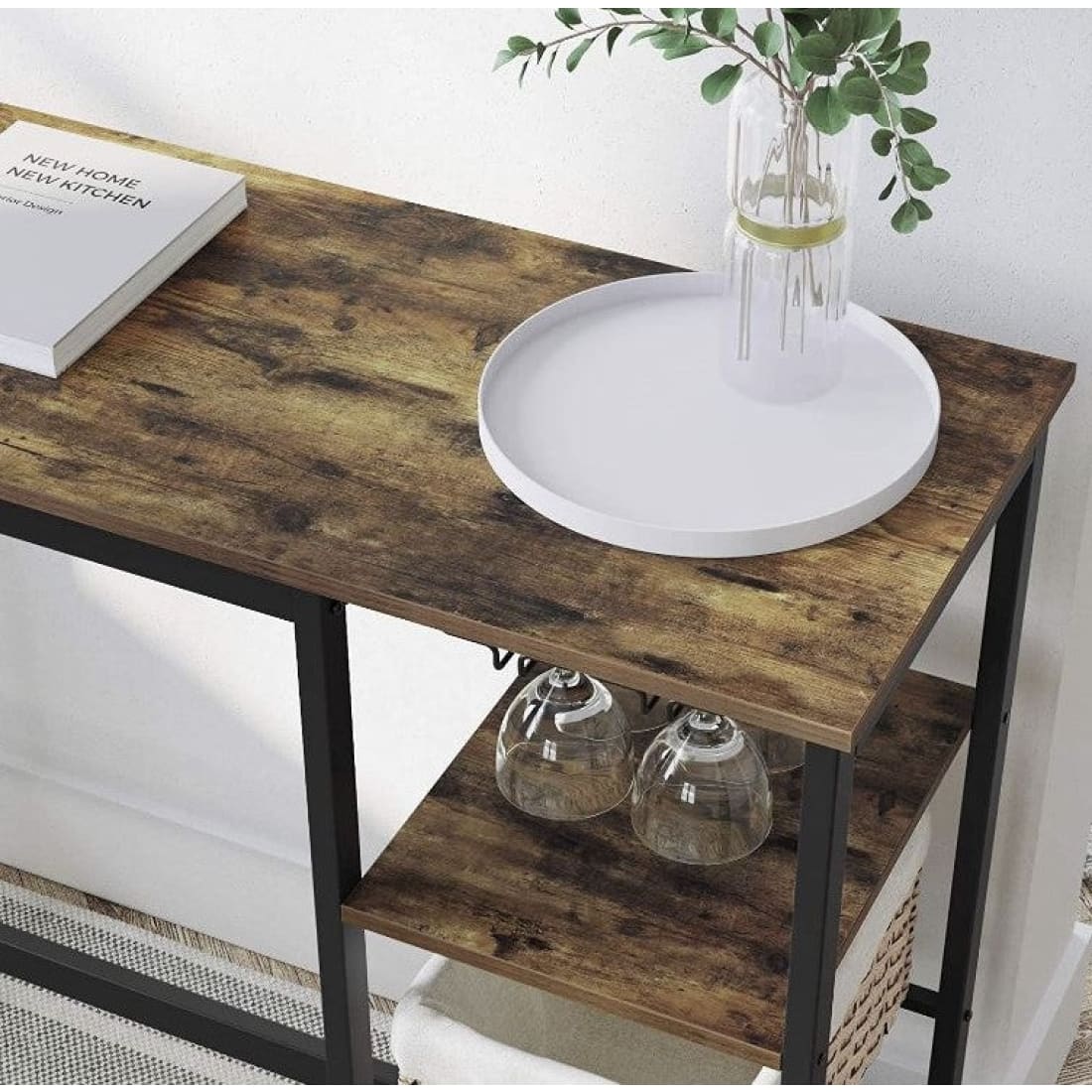 VASAGLE Bartafel bartafel met houders voor wijnglazen en