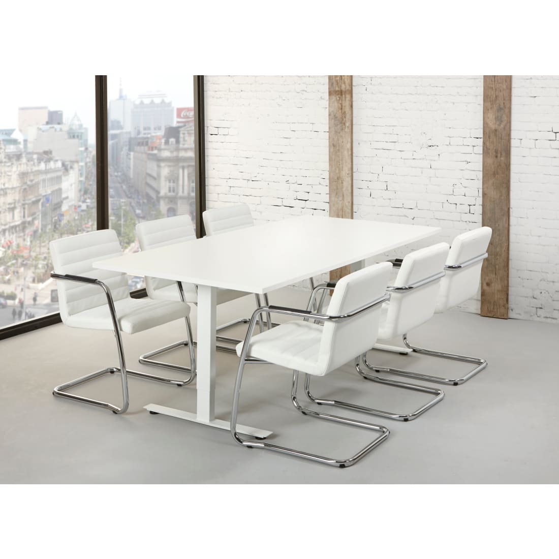 Vergadertafel Easy Wit/Wit 6 Personen 200x100cm - 
